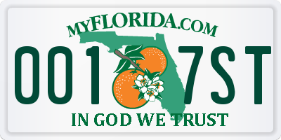 FL license plate 0017ST