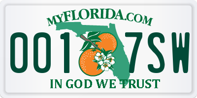 FL license plate 0017SW