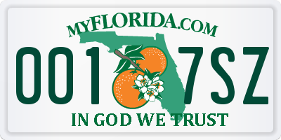 FL license plate 0017SZ