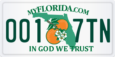 FL license plate 0017TN