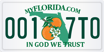 FL license plate 0017TO