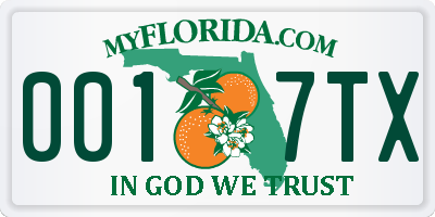 FL license plate 0017TX