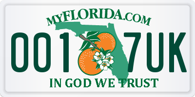 FL license plate 0017UK