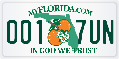 FL license plate 0017UN
