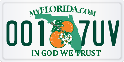 FL license plate 0017UV