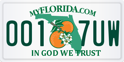FL license plate 0017UW