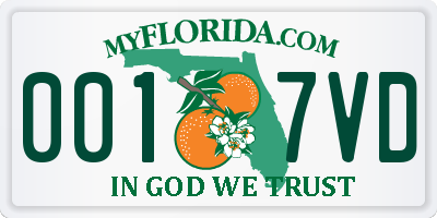 FL license plate 0017VD
