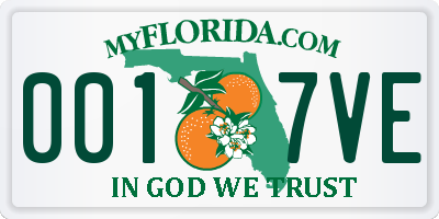 FL license plate 0017VE
