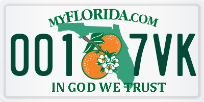 FL license plate 0017VK
