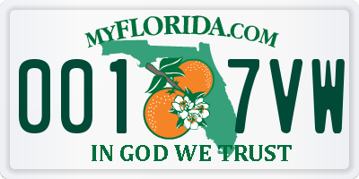 FL license plate 0017VW