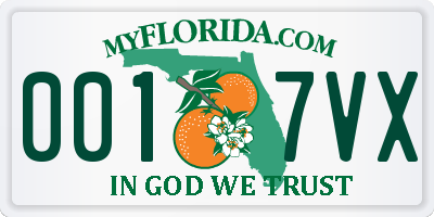 FL license plate 0017VX