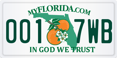 FL license plate 0017WB
