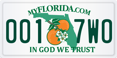 FL license plate 0017WO