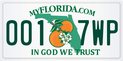 FL license plate 0017WP