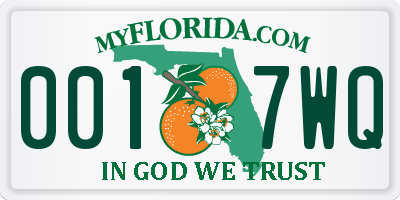 FL license plate 0017WQ