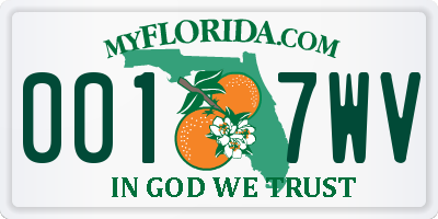 FL license plate 0017WV