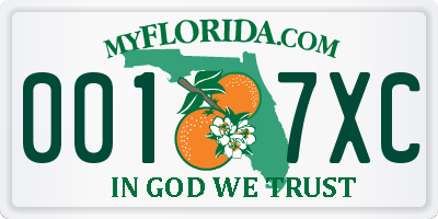 FL license plate 0017XC