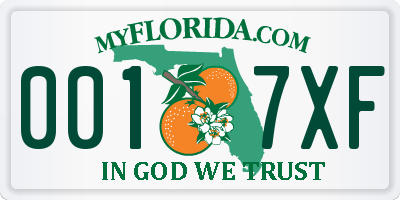 FL license plate 0017XF