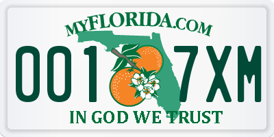 FL license plate 0017XM