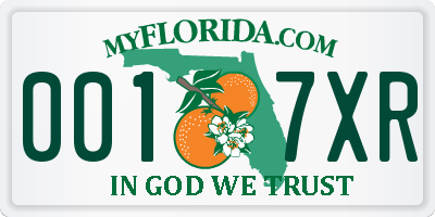 FL license plate 0017XR