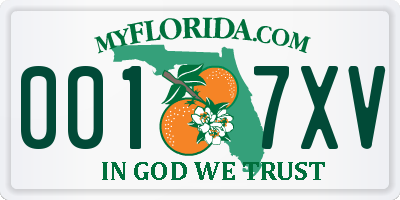 FL license plate 0017XV