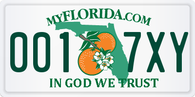 FL license plate 0017XY