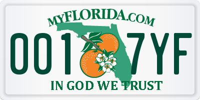 FL license plate 0017YF