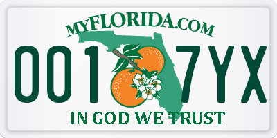 FL license plate 0017YX