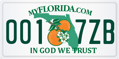 FL license plate 0017ZB