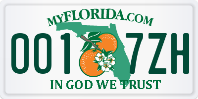 FL license plate 0017ZH