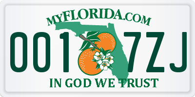 FL license plate 0017ZJ