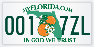 FL license plate 0017ZL
