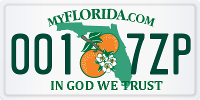 FL license plate 0017ZP