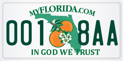 FL license plate 0018AA