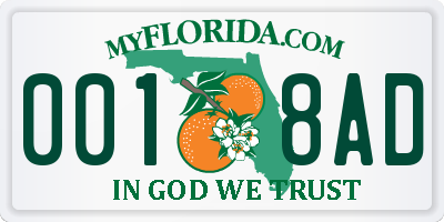 FL license plate 0018AD