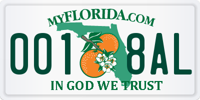 FL license plate 0018AL
