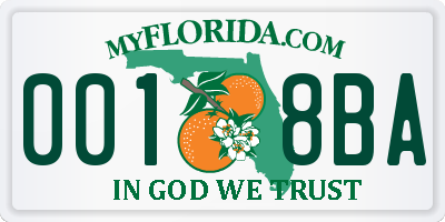 FL license plate 0018BA