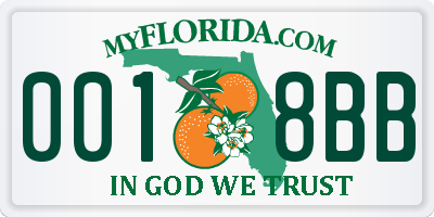 FL license plate 0018BB