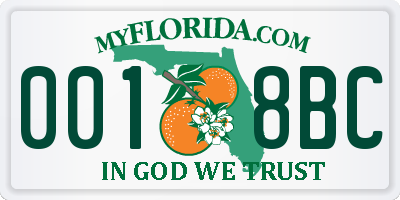 FL license plate 0018BC