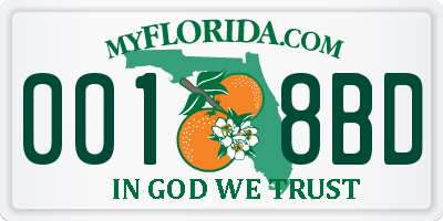 FL license plate 0018BD