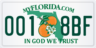 FL license plate 0018BF