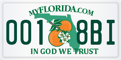 FL license plate 0018BI