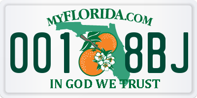 FL license plate 0018BJ