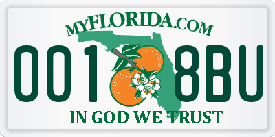 FL license plate 0018BU