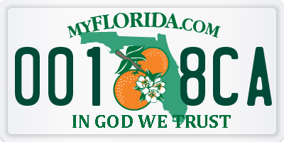 FL license plate 0018CA