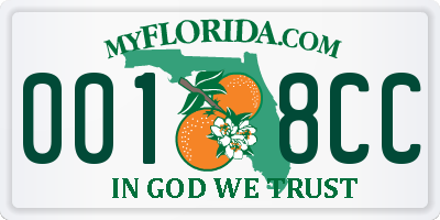 FL license plate 0018CC