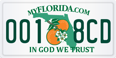 FL license plate 0018CD