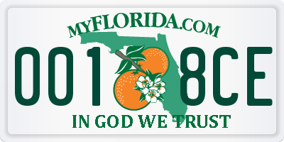 FL license plate 0018CE