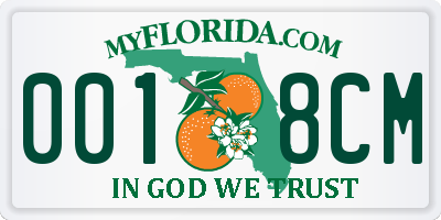 FL license plate 0018CM