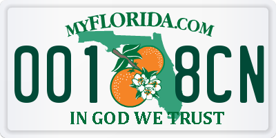FL license plate 0018CN